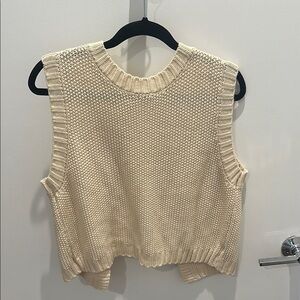 Cream Knit Sleeveless Sweater with Open Back